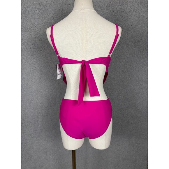 Bar III Women's Hot Pink Drape Monokini Swimsuit One Piece Extra Small NWT's - Picture 5 of 8